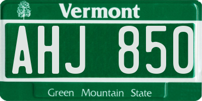 VT license plate AHJ850