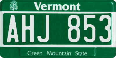 VT license plate AHJ853