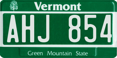 VT license plate AHJ854