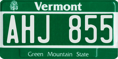 VT license plate AHJ855