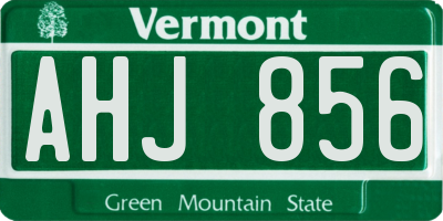 VT license plate AHJ856