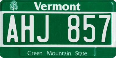 VT license plate AHJ857