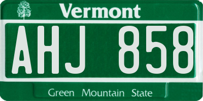 VT license plate AHJ858