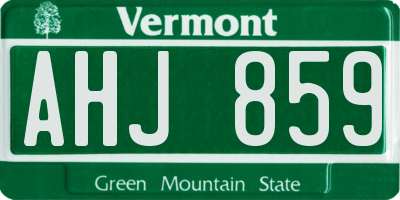 VT license plate AHJ859
