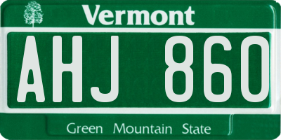 VT license plate AHJ860