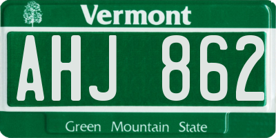 VT license plate AHJ862