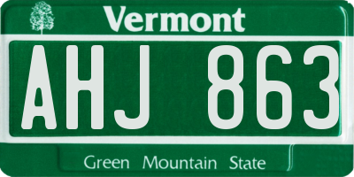VT license plate AHJ863