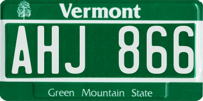 VT license plate AHJ866