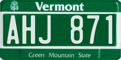 VT license plate AHJ871