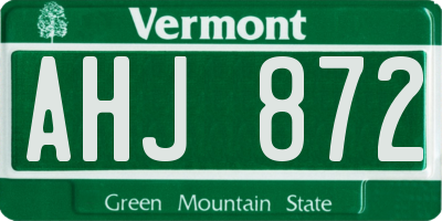 VT license plate AHJ872