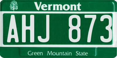 VT license plate AHJ873