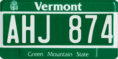 VT license plate AHJ874