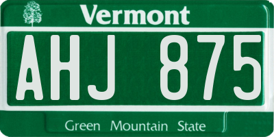 VT license plate AHJ875