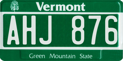 VT license plate AHJ876
