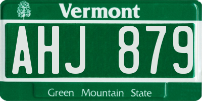 VT license plate AHJ879