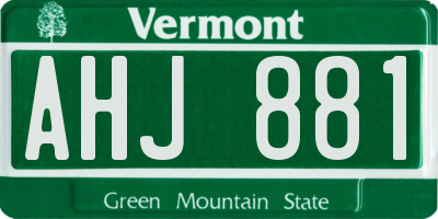 VT license plate AHJ881
