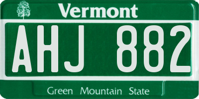 VT license plate AHJ882