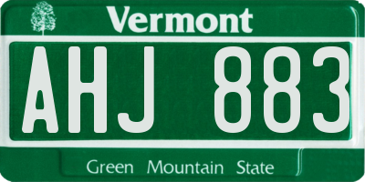 VT license plate AHJ883