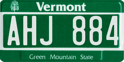 VT license plate AHJ884