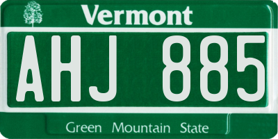 VT license plate AHJ885