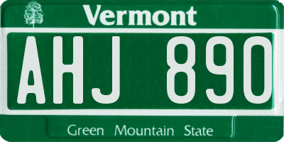 VT license plate AHJ890