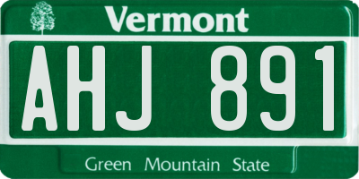 VT license plate AHJ891