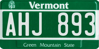 VT license plate AHJ893