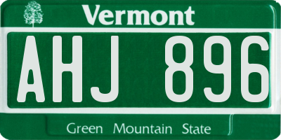 VT license plate AHJ896