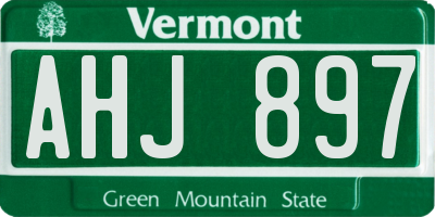VT license plate AHJ897