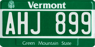 VT license plate AHJ899