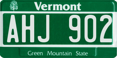 VT license plate AHJ902