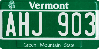 VT license plate AHJ903