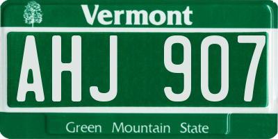 VT license plate AHJ907