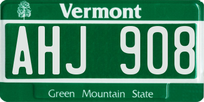 VT license plate AHJ908