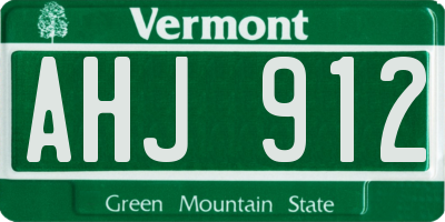 VT license plate AHJ912