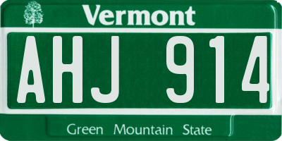 VT license plate AHJ914