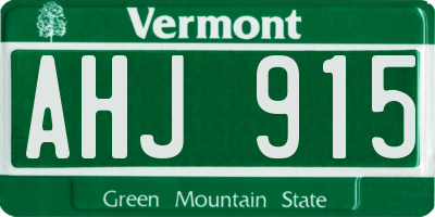 VT license plate AHJ915