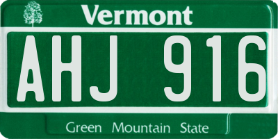 VT license plate AHJ916