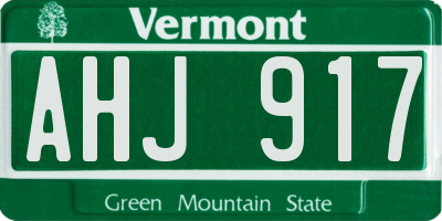 VT license plate AHJ917