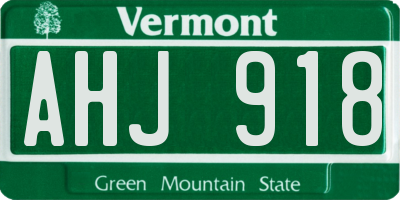 VT license plate AHJ918