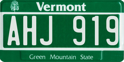 VT license plate AHJ919