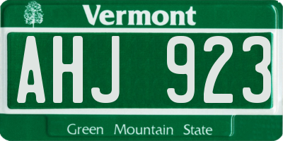 VT license plate AHJ923