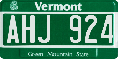 VT license plate AHJ924
