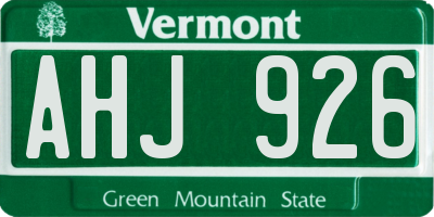VT license plate AHJ926