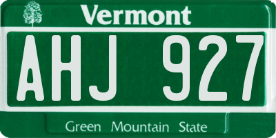 VT license plate AHJ927