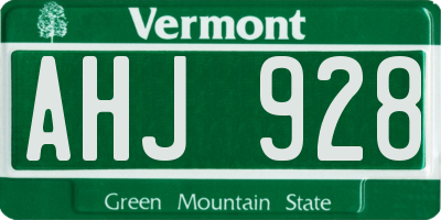 VT license plate AHJ928