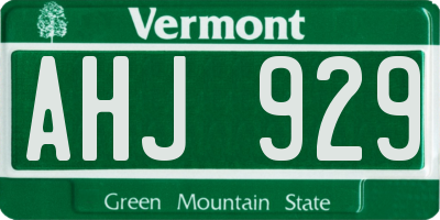 VT license plate AHJ929