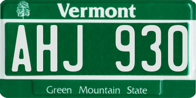 VT license plate AHJ930