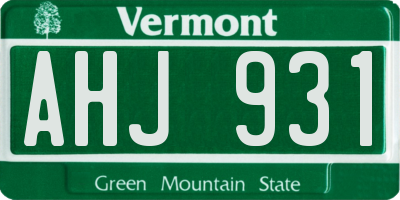 VT license plate AHJ931