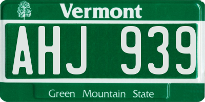 VT license plate AHJ939